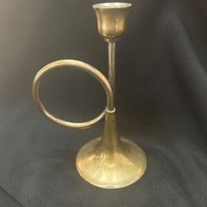 French Horn Style Candlestick Holder - Elegant Decor Accent